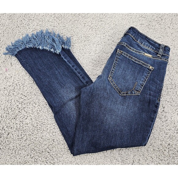 INC International Concepts Womens Jeans Cropped Fringe Straight Mid Rise Blue 4 - Picture 7 of 16